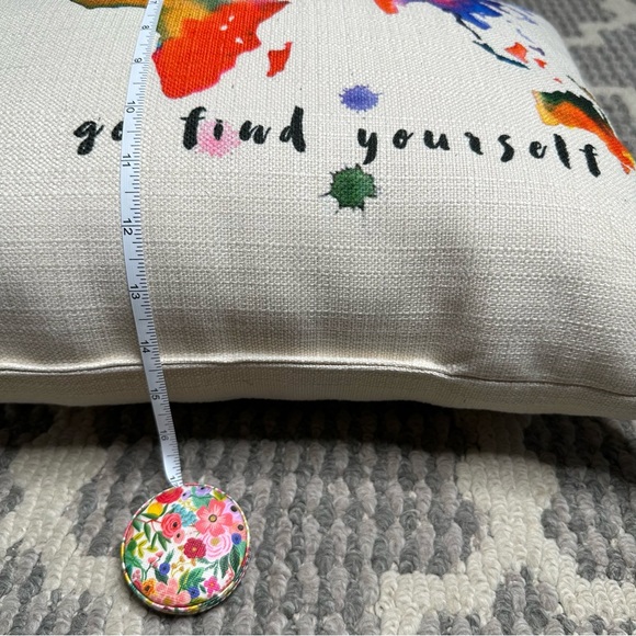 “Go Find Yourself” Watercolor Map Throw Pillow - Picture 5 of 5